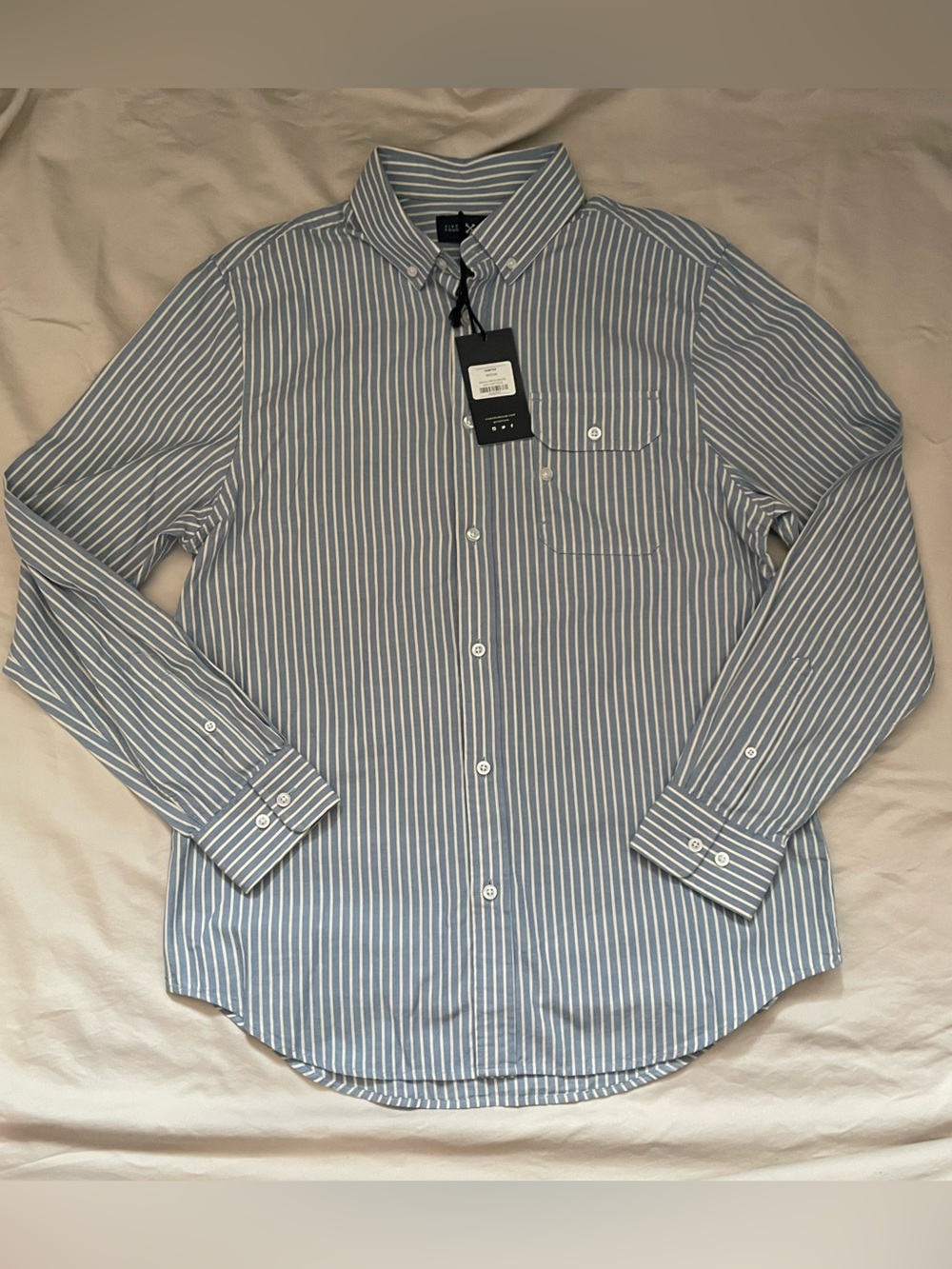 Five Four Light Blue and White Striped Dress Shirt